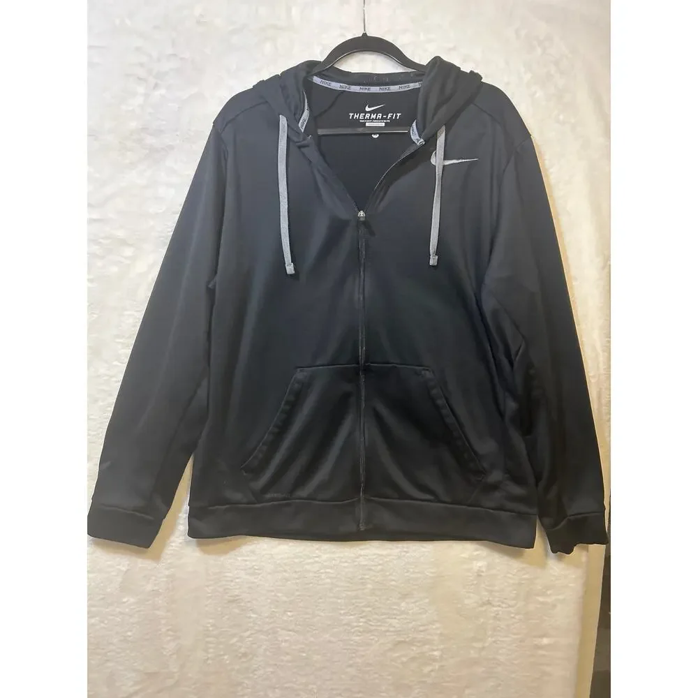 Nike Therma-FIT‎ Full Zip Hoodie Men's XL Black Athletic Sweatshirt